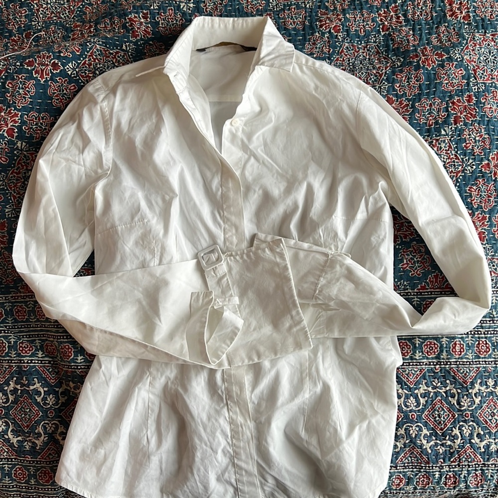 Zara white button down shirt